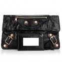 Balenciaga Flap Clutch Bag Eggplant 330 Black Gold JH09473ul51