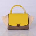 Best Celine Mini Trapeze Bag Original Leather 8803-8 Yellow&Khaki&White JH06314aU87