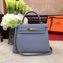 Best Hermes Kelly KY32 Tote Bag togo original Leather Light blue Gold hardware JH01636hW68