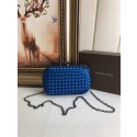 BOTTEGA VENETA Knot snakeskin-trimmed satin clutch 62548 blue JH09307iZ32