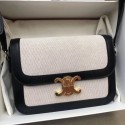 CELINE LARGE TRIOMPHE BAG IN TEXTILE AND NATURAL CALFSKIN 18887 black JH05966nr44