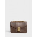 CELINE MEDIUM C BAG IN BICOLOUR QUILTED CALFSKIN CL87253 Khaki JH05996Xy49