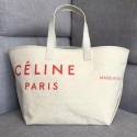 CELINE MEDIUM MADE IN TOTE IN TEXTILE 83180 WHITE & RED JH06050ki86