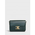 CELINE MEDIUM TRIOMPHE BAG IN SHINY CALFSKIN CL87363 GREEN JH05999Vu52