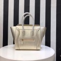 CELINE MICRO LUGGAGE HANDBAG IN LAMINATED LAMBSKIN 167793-26 gold JH05869qO84