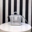 CELINE NANO LUGGAGE BAG IN LAMINATED LAMBSKIN 189244-26 silver JH05870Hu22