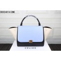 Celine Trapeze Bag Original Leather 3342 sky blue&black&off white JH06516UI88