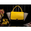 Celine Trapeze Bag Original Leather 3342 Yellow&Black&OffWhite JH06357iZ32