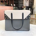 Cheap FENDI FLIP REGULAR Multicolor leather and suede bag 8BT302A grey&white JH08627YU36