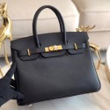 Cheap Hermes original Epsom Leather HB35O black&gold Metal JH01252pG43