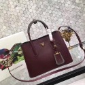 Cheap Prada saffiano lux tote original leather bag bn2756 burgundy&gray JH05612hC74