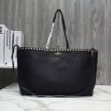 Cheap VALENTINO Rockstud grained leather shopper 93316 black JH09853PC54