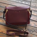 CHLOE Roy leather and suede Medium shoulder bag 20656 Plum purple JH08895jX53