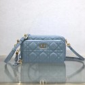 Copy DIOR CARO DOUBLE POUCH Supple Cannage Calfskin S5037U light blue JH06772lZ95