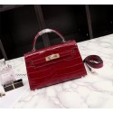 Copy Hermes Kelly 19cm Tote Bag crocodile Leather KL19 fuchsia JH01475rY88