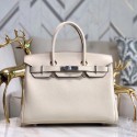 Copy High Quality Hermes original Epsom Leather HB35O cream&silver Metal JH01241xG96