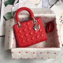 Copy LADY DIOR LAMBSKIN BAG CAL44550 red&silver-tone metal JH07210nS53