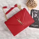 Copy Saint Laurent Classic Monogramme Calf Leather Flap Bag 26588 Cherry JH08166ms30