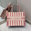 Designer Replica DIOR BOOK TOTE Pink D-Stripes Embroidery M1287 JH06812Jz48