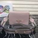 Designer Replica Prada calf leather shoulder bag 1BD102 Light pink JH05559Fi42