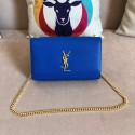 Designer Replica SAINT LAURENT Monogram Kate medium pebbled leather shoulder bag 354021 blue JH07919Fi42