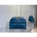 DIOR CARO BEAUTY POUCH Cannage Lambskin S5047 Blue JH06751Au34