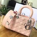 Dior lucky badges Original sheepskin Tote Bag 88034 pink JH07618Vj56