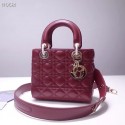 Dior lucky badges Original sheepskin Tote Bag A88035 burgundy JH07228hk64