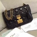 DIORADDICT FLAP BAG IN BLACK CANNAGE LAMBSKIN M5818 JH07567JB76