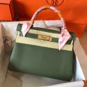 Fake 1:1 Hermes original Togo leather kelly bag KL320 Blackish green JH01388Av26