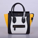 Fake Cheap Celine Luggage Micro Boston Bag Original Leather 8802-3 White&Black&Yellow JH06325Wq19