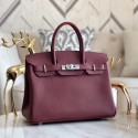 Fake Cheap Hermes original Epsom Leather HB35O Burgundy&silver Metal JH01245Wq19