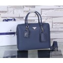 Fake Copy Prada Saffiano Calf Leather Briefcase P003 Royal Blue JH05715UW33