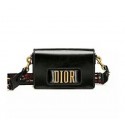 Fake DIO(R)EVOLUTION FLAP BAG WITH SLOT HANDCLASP IN BLACK CRINKLED CALFSKIN WITH BOHO STRAP JH07559jp38