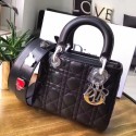 Fake Dior lucky badges Original sheepskin Tote Bag 88034 black JH07617Qo74