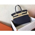 Fake Hermes Birkin 35CM Tote Bag Original Togo Leather BK35 Dark blue JH01626HB93