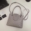 Fake Replica Yves saint Laurent Original loulou Calf leather Shoulder Bag 502717 light gray JH08195Ml87