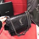 Fake SAINT LAURENT SUNSET Monogram leather shoulder bag 498561 black JH08071Ty15