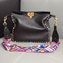 Fake VALENTINO Rockstud leather messenger bag 50031 black JH09709El40