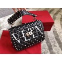 Fake VALENTINO Rockstud spike medium shoulder bag 2601 black JH09841Ty15