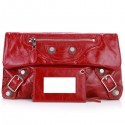 Fashion Balenciaga Flap Clutch Bag Eggplant 330 Red Silver JH09474EB73