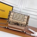 Fendi Calfskin Leather Flap Shoulder Bag FF019 Apricot JH08721QX19