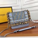 Fendi Calfskin Leather Flap Shoulder Bag FF019 Blue JH08722RI33