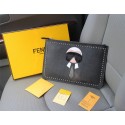 Fendi clutch original leather 20159 black JH08770Nm15