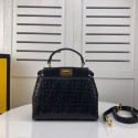 FENDI PEEKABOO ICONIC leather bag F0335 black JH08521Au34