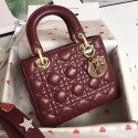 First-class Quality Dior lucky badges Original sheepskin Tote Bag A88035 Bordeaux JH07302JF90