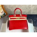 First-class Quality Hermes Birkin Bag Original Leather crocodile HBK35 red JH01191mU66