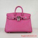 Hermes Birkin 25cm Embossed Leather Handbag 6068 Peachblow Silver Palladium hardware JH01404Fl77