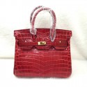 Hermes Birkin 25CM Tote Bag Croco Leather H8096 Red JH01661GJ97