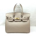 Hermes birkin 30cm ostrich leather tote bag H30 apricot JH01676Ph61